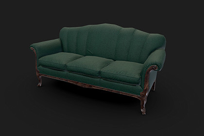 Vintage Sofa 3D Model Game-Ready LowPoly
