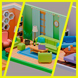 Low Poly Modular Living Room Pack (600+ Props)