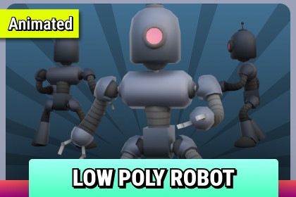 R2 Animated Low Poly Robot - Stylized Sci-Fi Character
