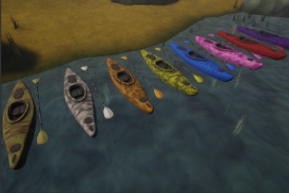 kayak + paddle (8 variants | low poly 2.7k~ tris)
