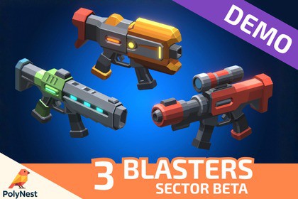 FREE: Sci-Fi Low Poly Energy Blasters Sector Beta | Cosmic Retro