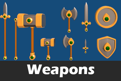 3D stylized low poly weapons