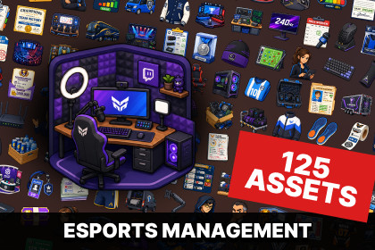 Esports Team Management Tournament Streaming Arena Gaming Icons Pack