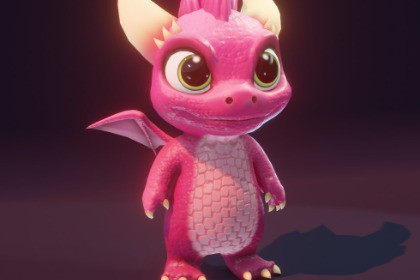 Cartoon Pink Baby Dragon 3D Character With 5 Music Tracks & 36 Sound Effects