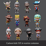 Cartoon kids 3 01 in warrior costumes