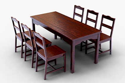 Traditional Wooden Dining Table Set with 6 Chairs