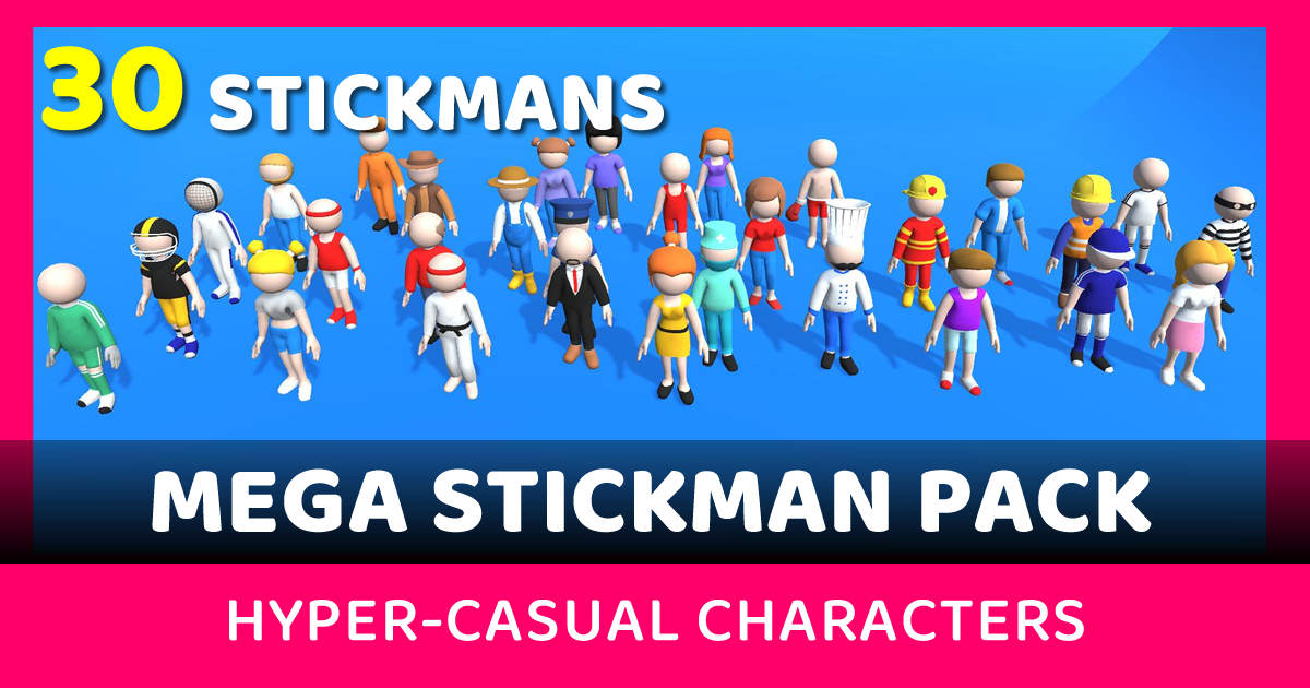 Unity Stick Men Mega Lowpoly Stickman Pack - HyperCasual Characters | 3D Characters ...