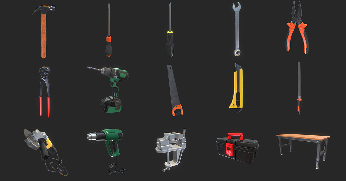 Workshop Tool Pack – 15 Game-Ready 3D Models | 3D Props | Unity Asset Store