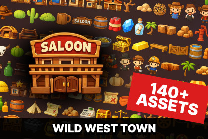 Wild West Town Builder Pack Western Cowboy Props, Buildings and Environment