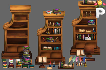 Stylized Hand-Painted Library & Books Prop Pack | Low Poly