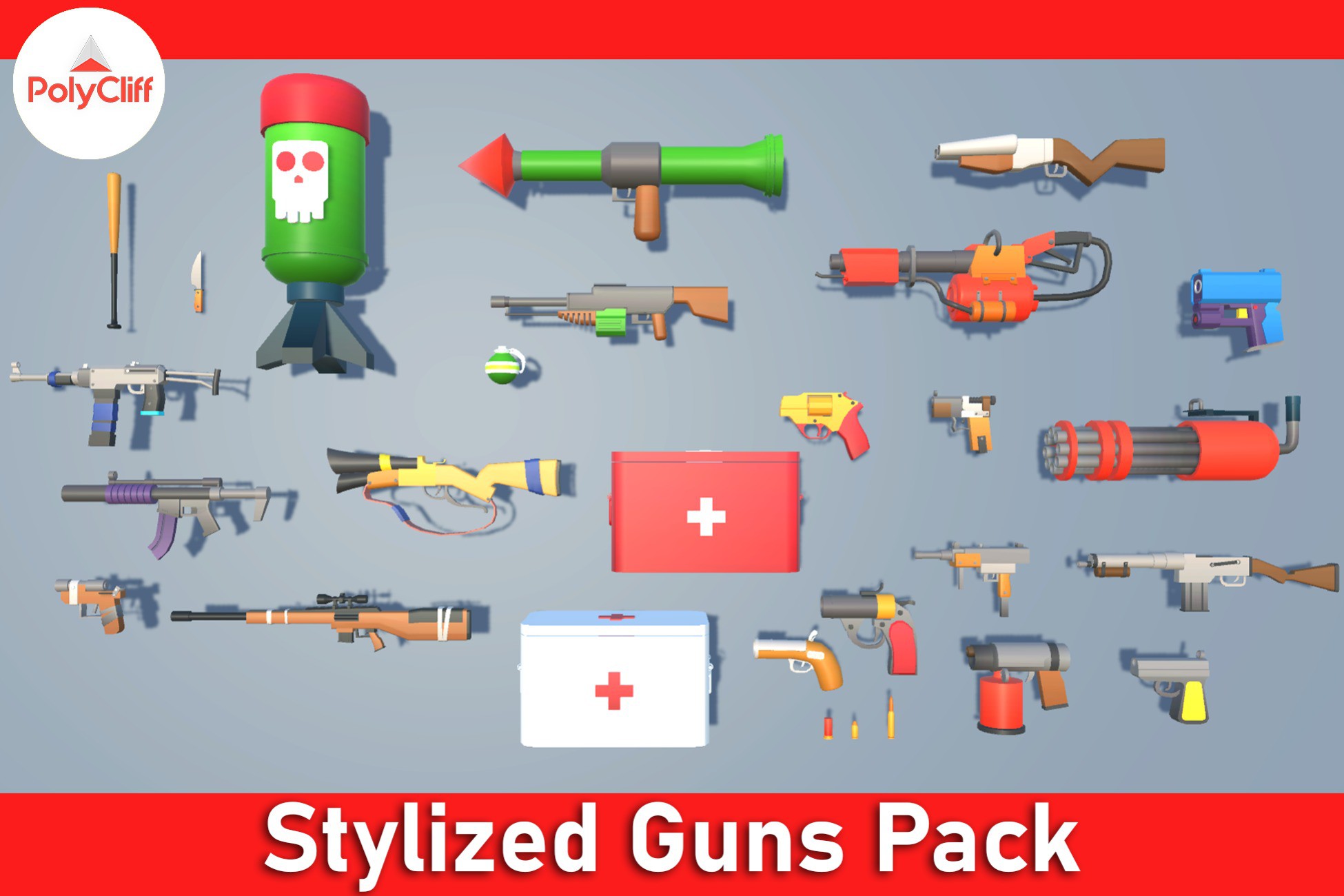 Low poly Stylized Guns Pack. | 3D Weapons | Unity Asset Store