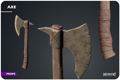 Axe - Game Ready Optimized (Axe, Warrior, Weapon, Medieval, Fantasy, Game-ready)