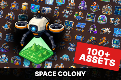 Space Colony Industry Mining Logistics Automation Icons Pack