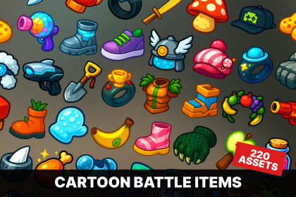 Cartoon Battle & Power-Up Items – Weapons, Gear, Consumables