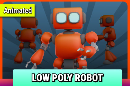 R1 Animated Low Poly Robot - Stylized Sci-Fi Character