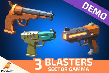 FREE: Sci-Fi Low Poly Energy Blasters Sector Gamma | Cosmic Retro