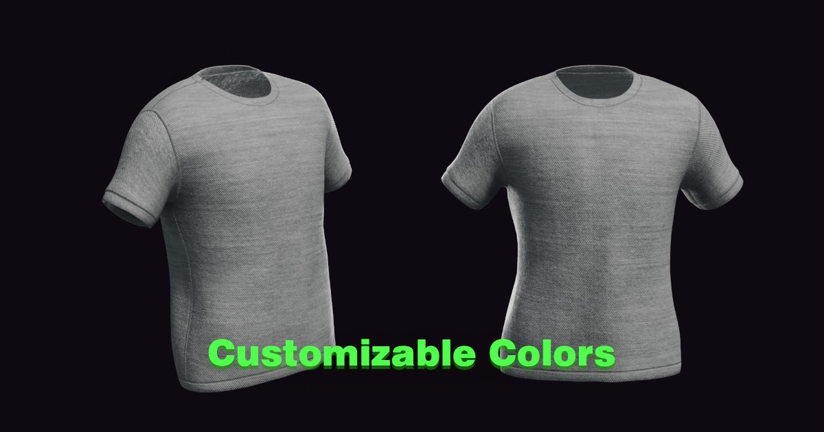 Unity Clothes Crew Neck T-Shirt 3D Model – PBR, Low-Poly, Game-Ready, Customizable ...
