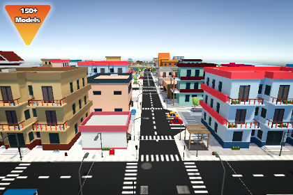 Low poly Modular city and Vehicle Pack