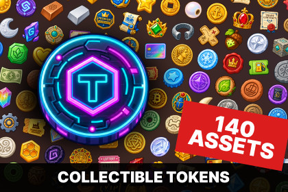 Collectible Tokens Rewards Gems Economy Badges Icons Pack