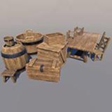 Medieval Tavern/Storage Furniture (12 Assets)