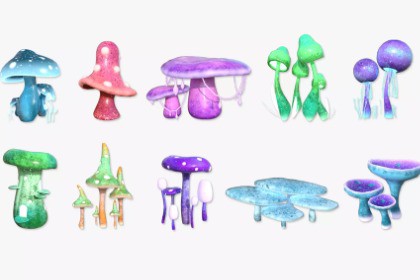 10 Fantasy Mushroom - with 100 Texture Variations
