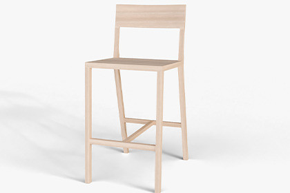 Modern Wooden Bar Stool 3D Model