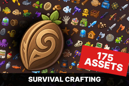 Survival Crafting Fishing Farming Weapons Tools Resources Icons Pack