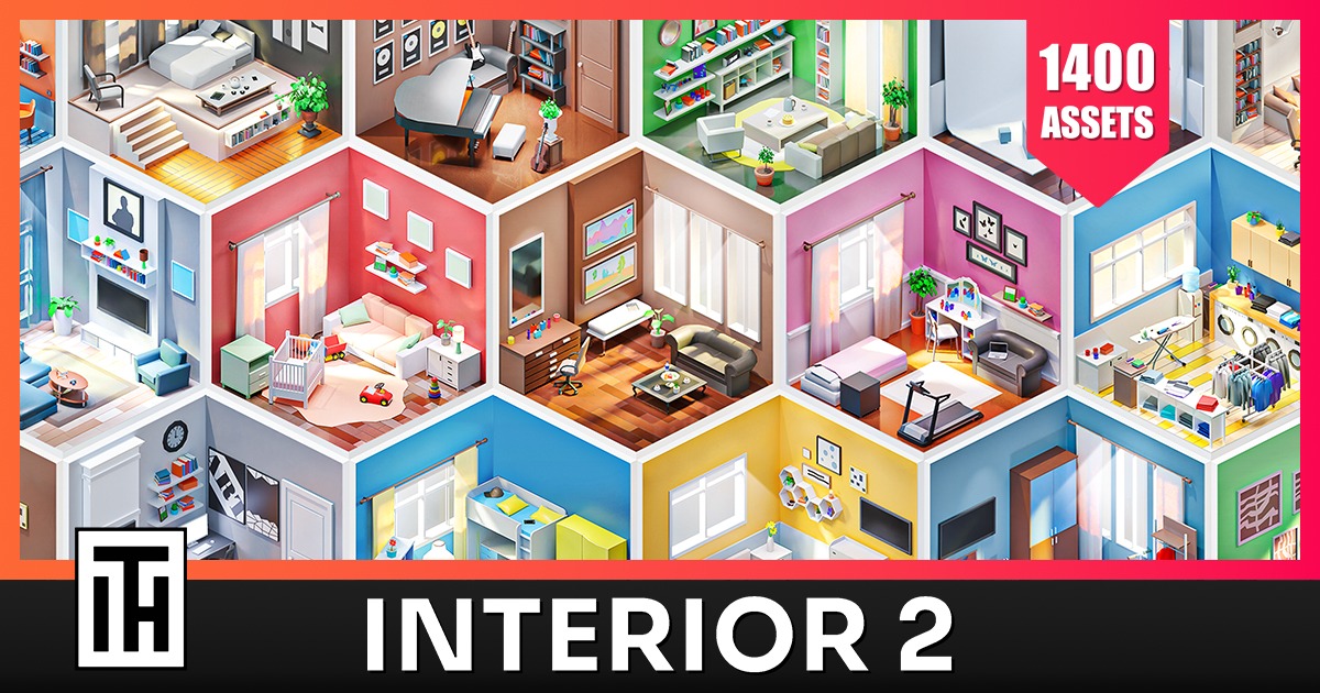 Interior 2 - Low Poly Asset Pack by ithappy | 3D 인테리어 | Unity Asset Store