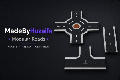 Low Poly Modular Roads Mini Pack