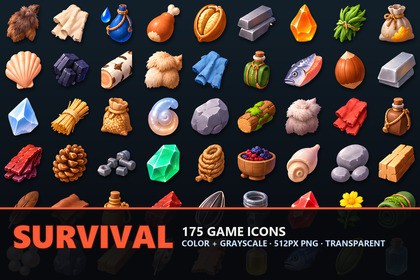 Survival Crafting Icons - 175 Resource Items