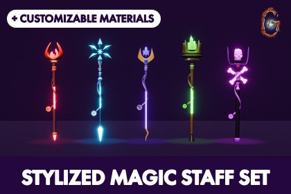 Stylized magic staff set