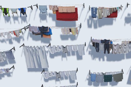 Clothes hanging on a clothesline