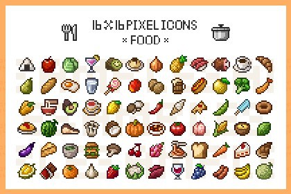 16x16 Pixel Icons: Food