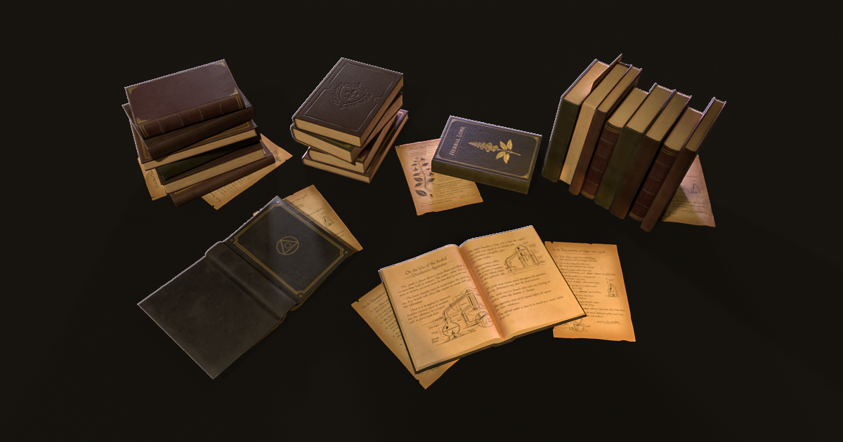Old Books Pack – Low Poly PBR | 3D Interior | Unity Asset Store