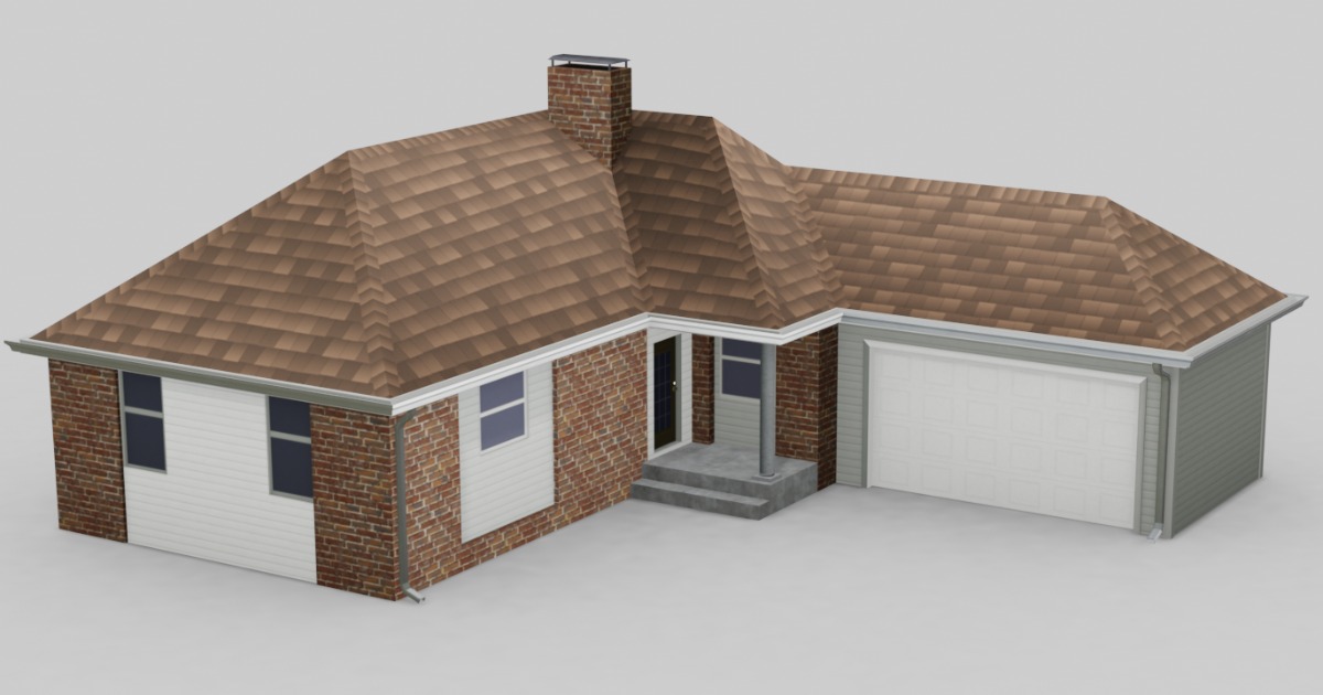 Lowpoly Ordinary American House. Type A | 3D Urban | Unity Asset Store