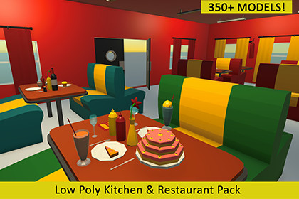 Low Poly Kitchen & Restaurant Pack