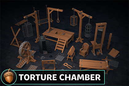 Low Poly Torture Chamber Props