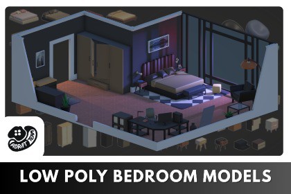Low Poly Bedrooms - Modular Assets