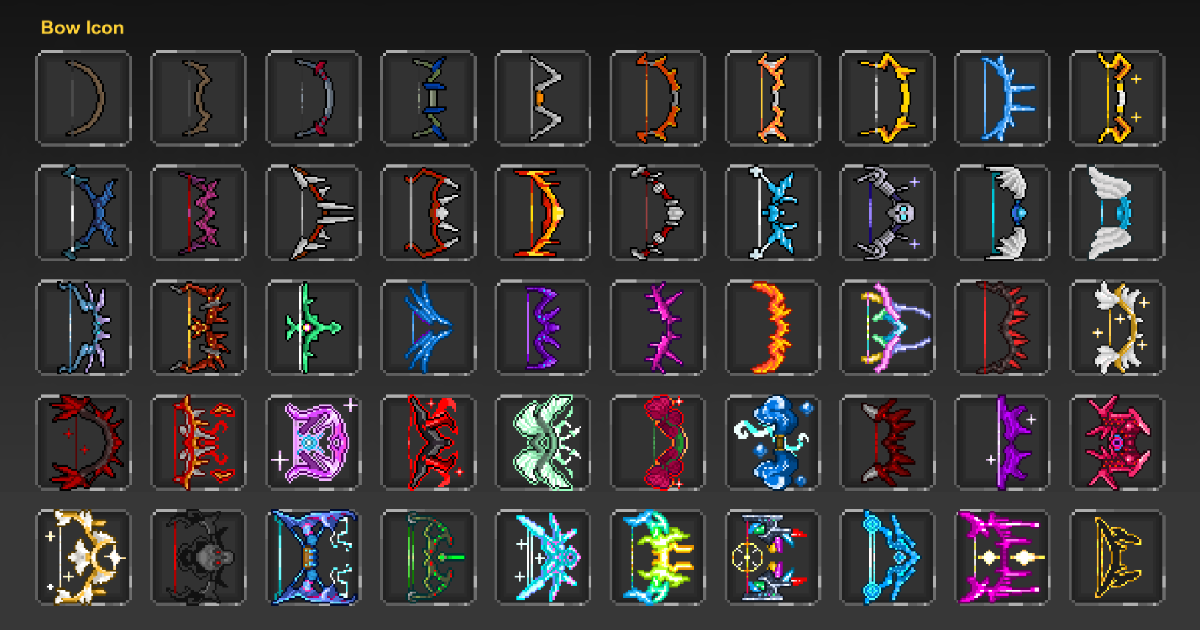 Unity Bow Sample Pixel Bow Icons | 2D Icons | Unity Asset Store