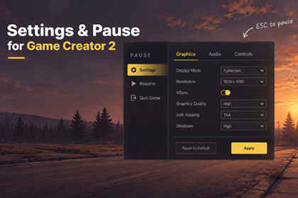 Settings & Pause for Game Creator 2