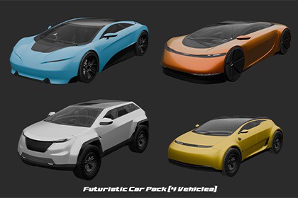 Futuristic Car Pack (4 Vehicles)