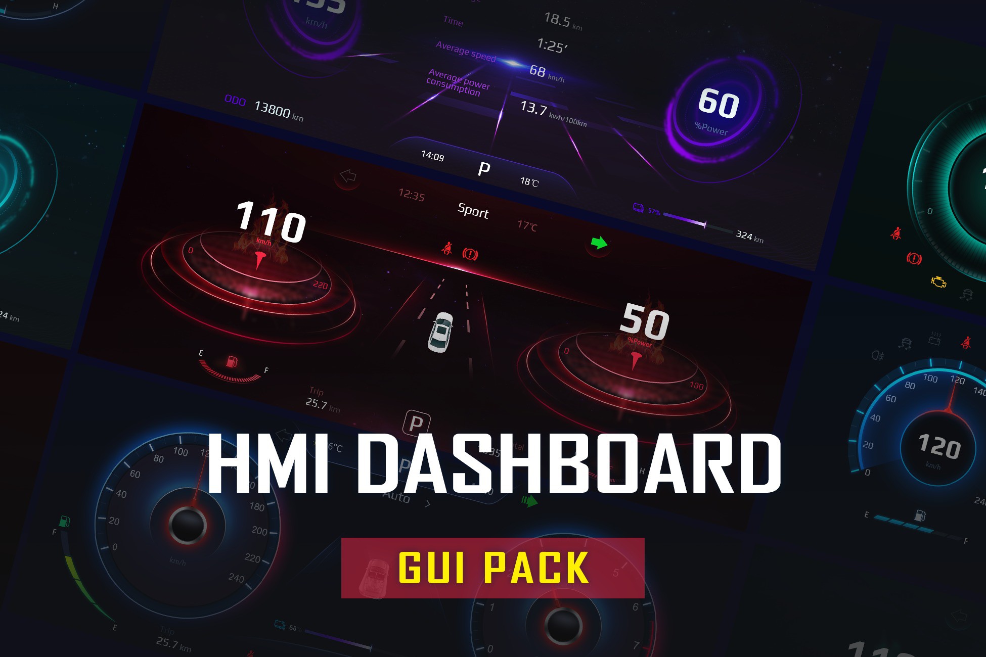 Automotive HMI Dashboards UI Pack | 2D GUI | Unity Asset Store