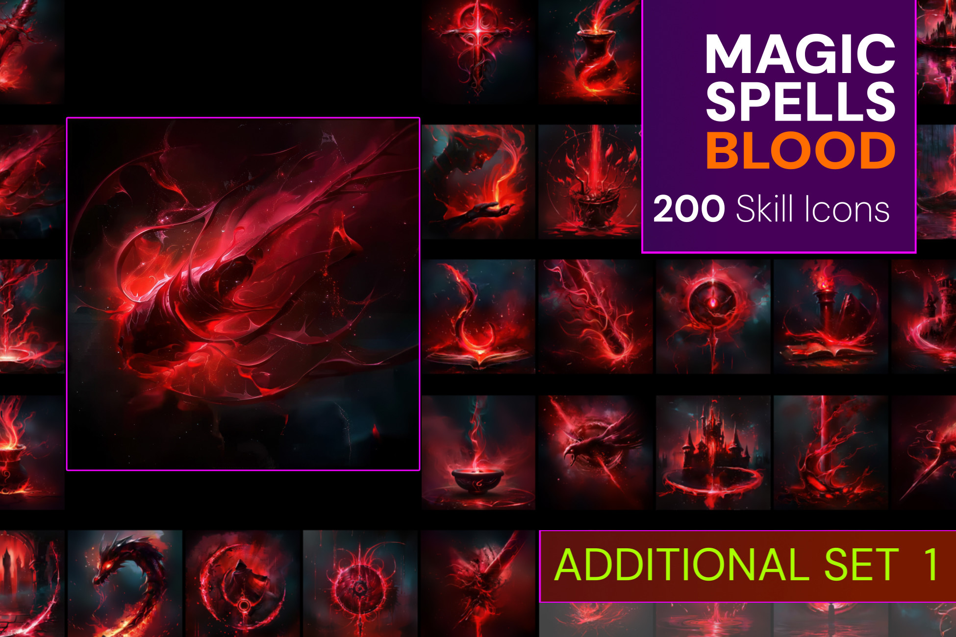 Magic Skills Blood - Addition 1 | 2D Icons | Unity Asset Store