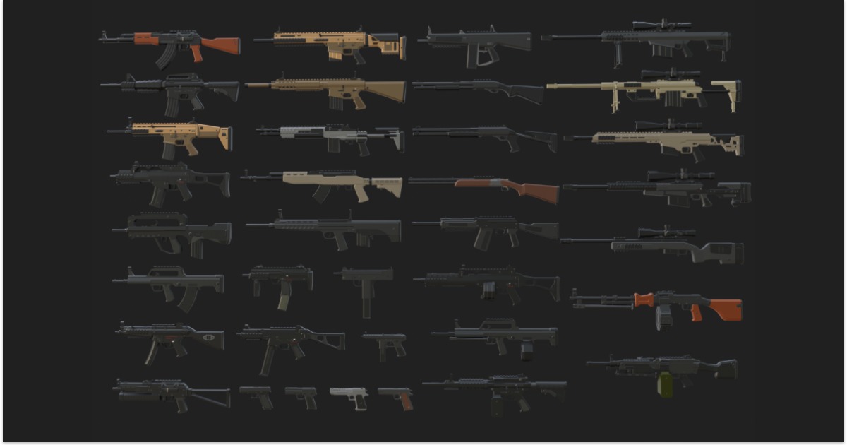 Low Poly Weapon Bundle Pack 1 | 3D Guns | Unity Asset Store