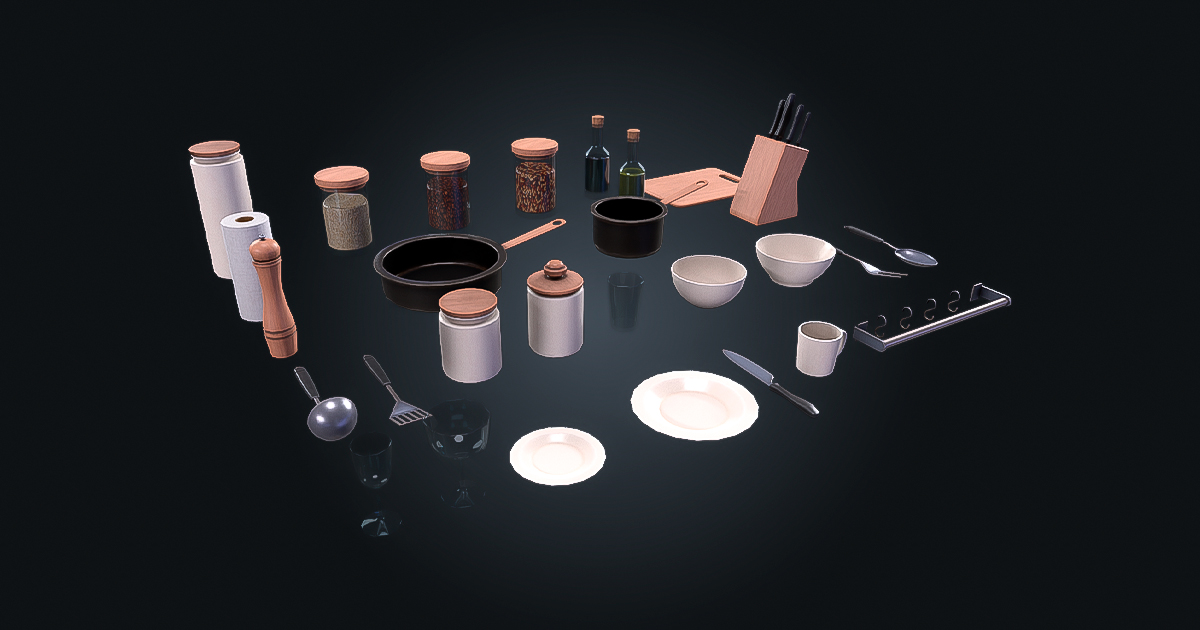 Kitchen Accessories V1 – Props | Game Ready PBR | Built-In & URP ...