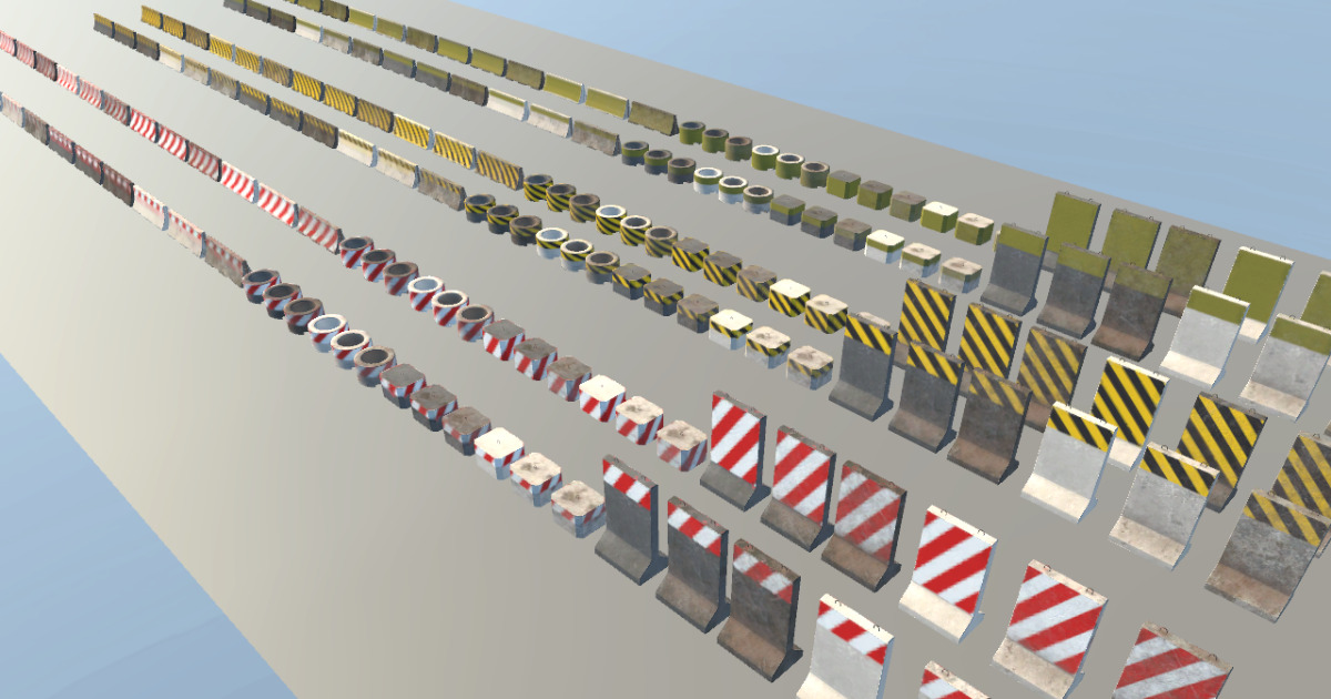 Unity Safety Line Object Concrete Barrier Hazard Variety Pack | 3D Props | Unity Asset Store
