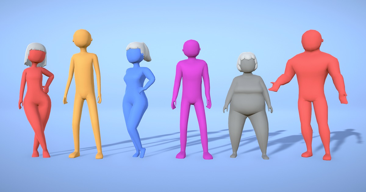 Hyper-Casual Body (6 BodyTypes + 5 Skins) | 3D Humanoids | Unity Asset ...
