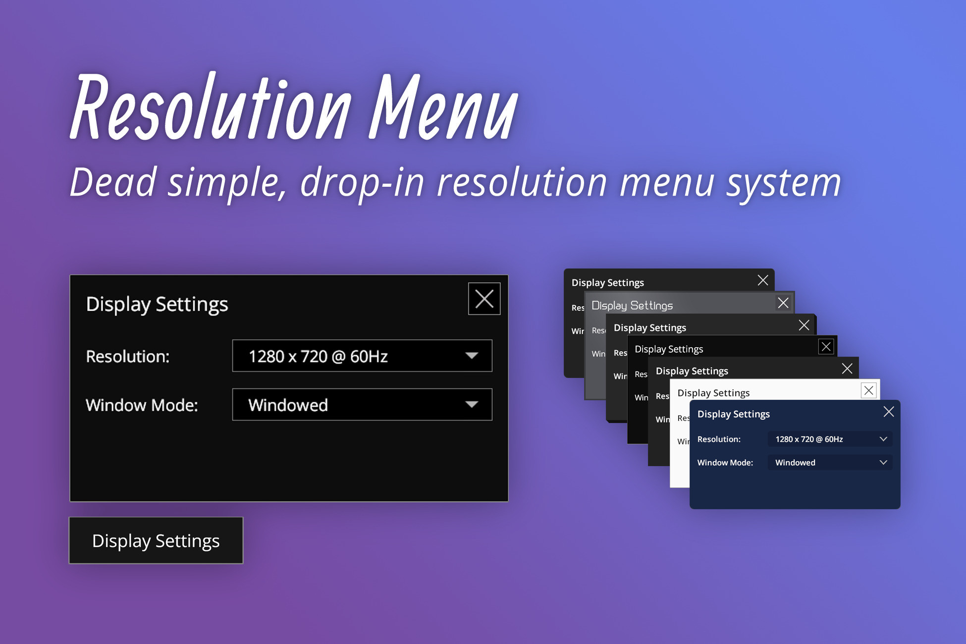 Resolution Menu // Skinnable // Display Settings // Resolution Picker ...