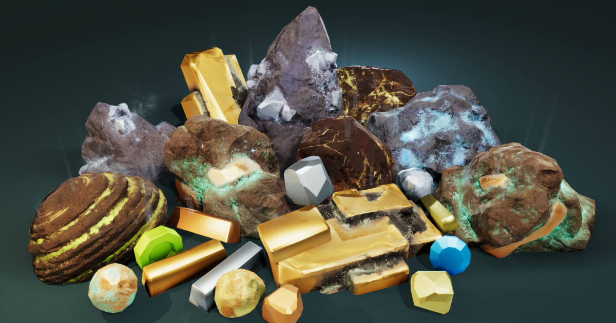 Shatter Stone: Metal Ores Resource Pack | 3D Props | Unity Asset Store
