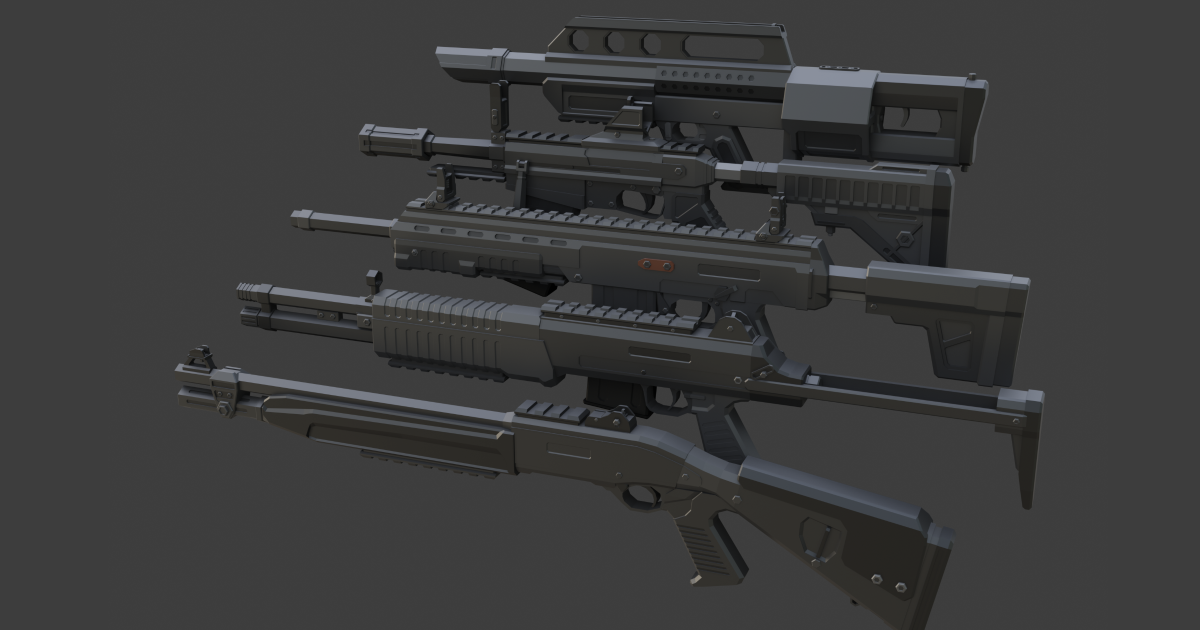 Low Poly ShotGun Weapon Pack 3 | 3D Guns | Unity Asset Store